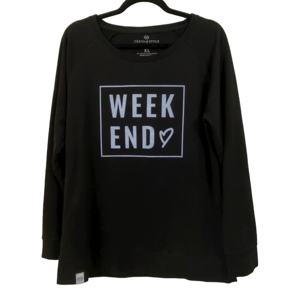 CENTS OF STYLE Black Weekend Pull Over Sweatshirt XL